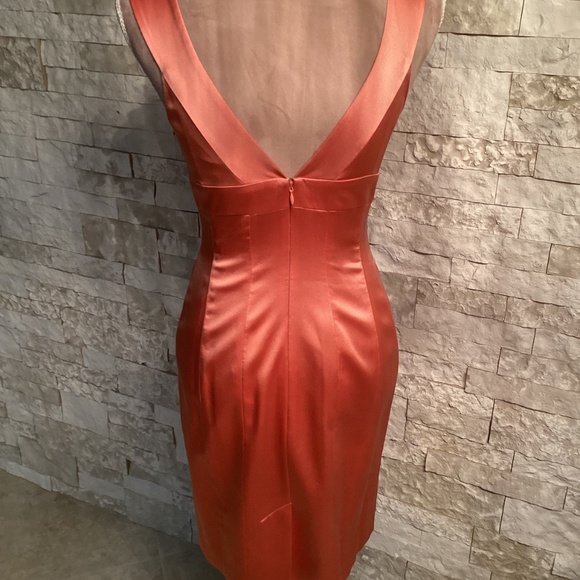 Karen Millen Peach Pink Bodycon Jewelled Peach Dress - Picture 8 of 12